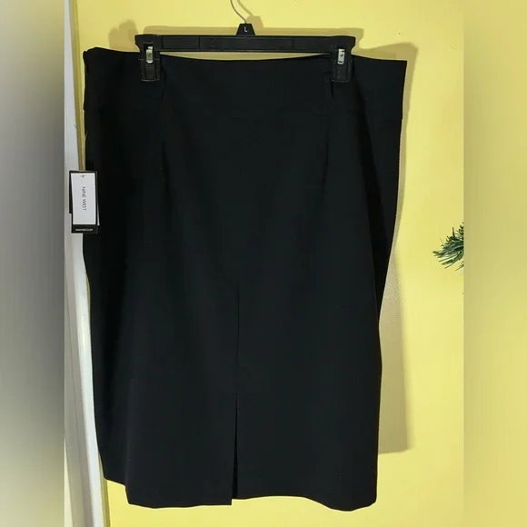 Nine West Stretch Pencil Skirt Black Art Nouveau Size 14 - Picture 5 of 8